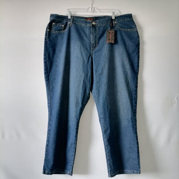 NWT House Of Freedom Jeans Womens Blue High Rise Stretch Denim Straight Size 26P - Picture 1 of 7